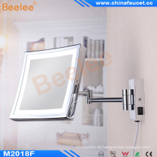 Square Folding Ajustable Wall Bathroom Cosmetic Mirror with LED Light